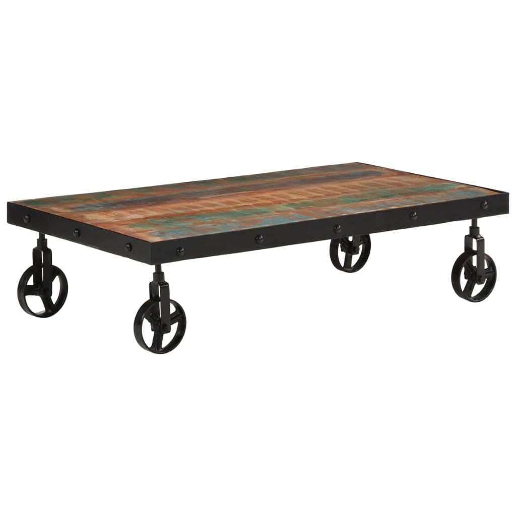Salongbord med hjul gjenvunnet heltre 100x55x26 cm