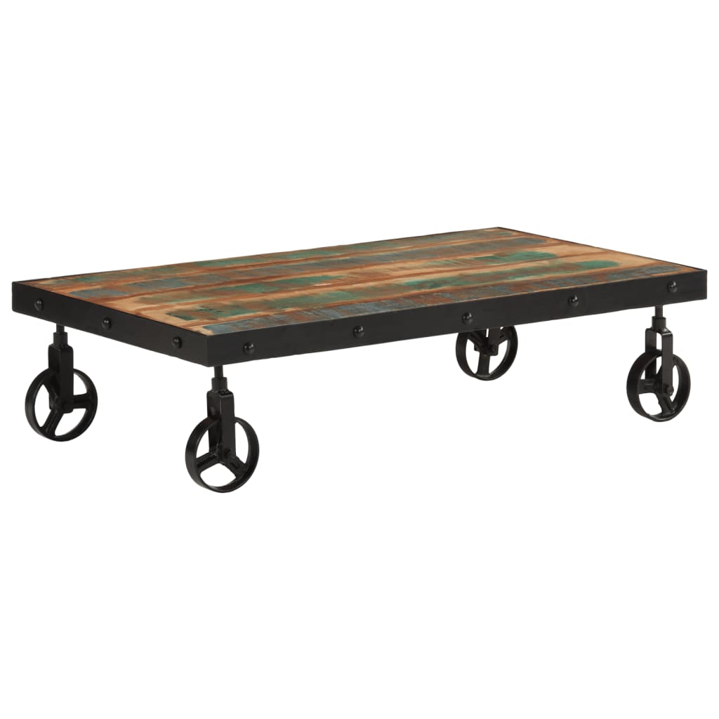Salongbord med hjul gjenvunnet heltre 100x55x26 cm