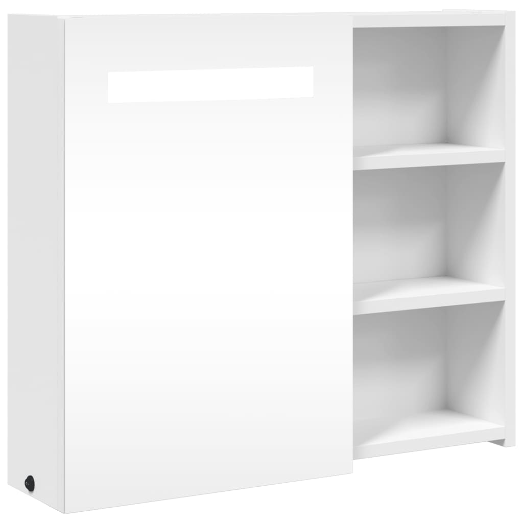 Baderomsspeilskap med LED-lys hvit 60x13x52 cm