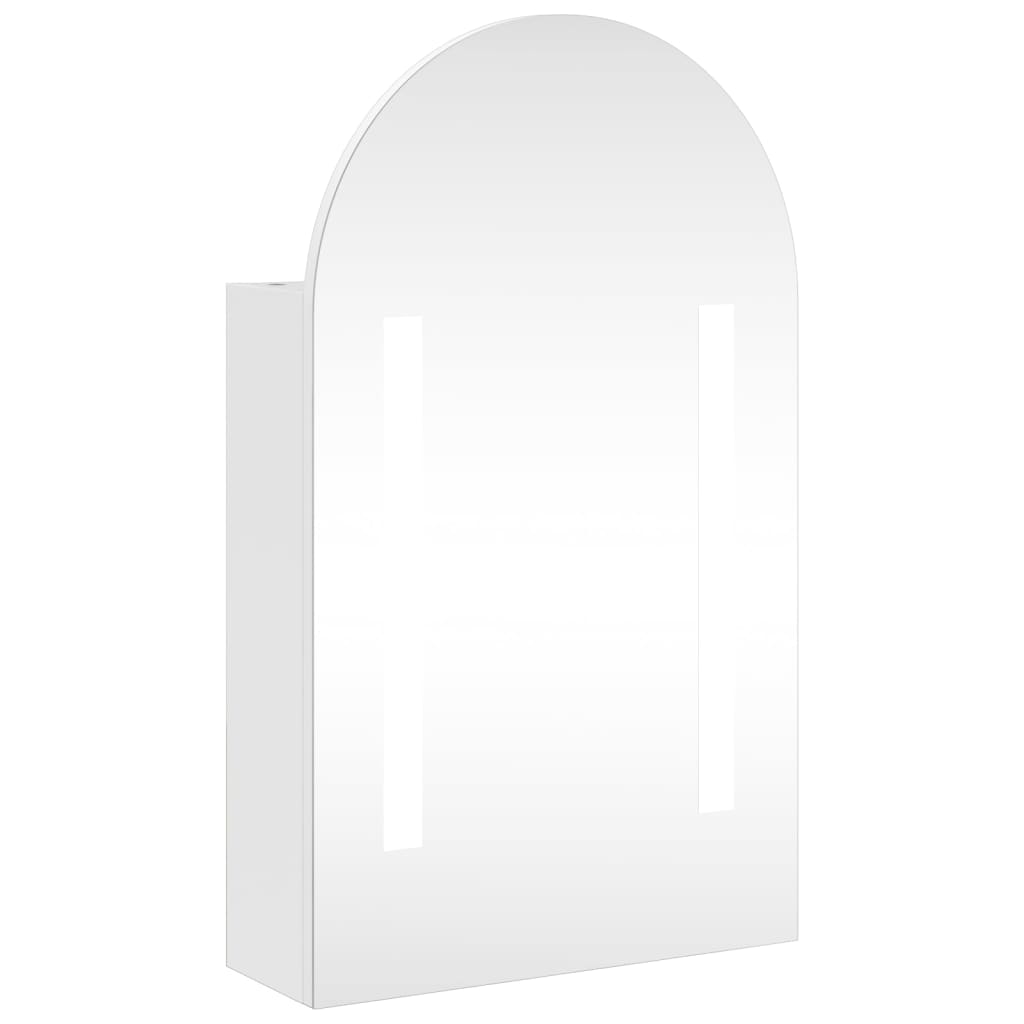 Baderomsspeilskap med LED-lys buet hvit 42x13x70 cm