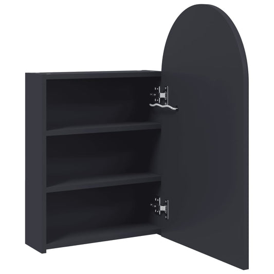 Baderomsspeilskap med LED-lys buet grå 42x13x70 cm