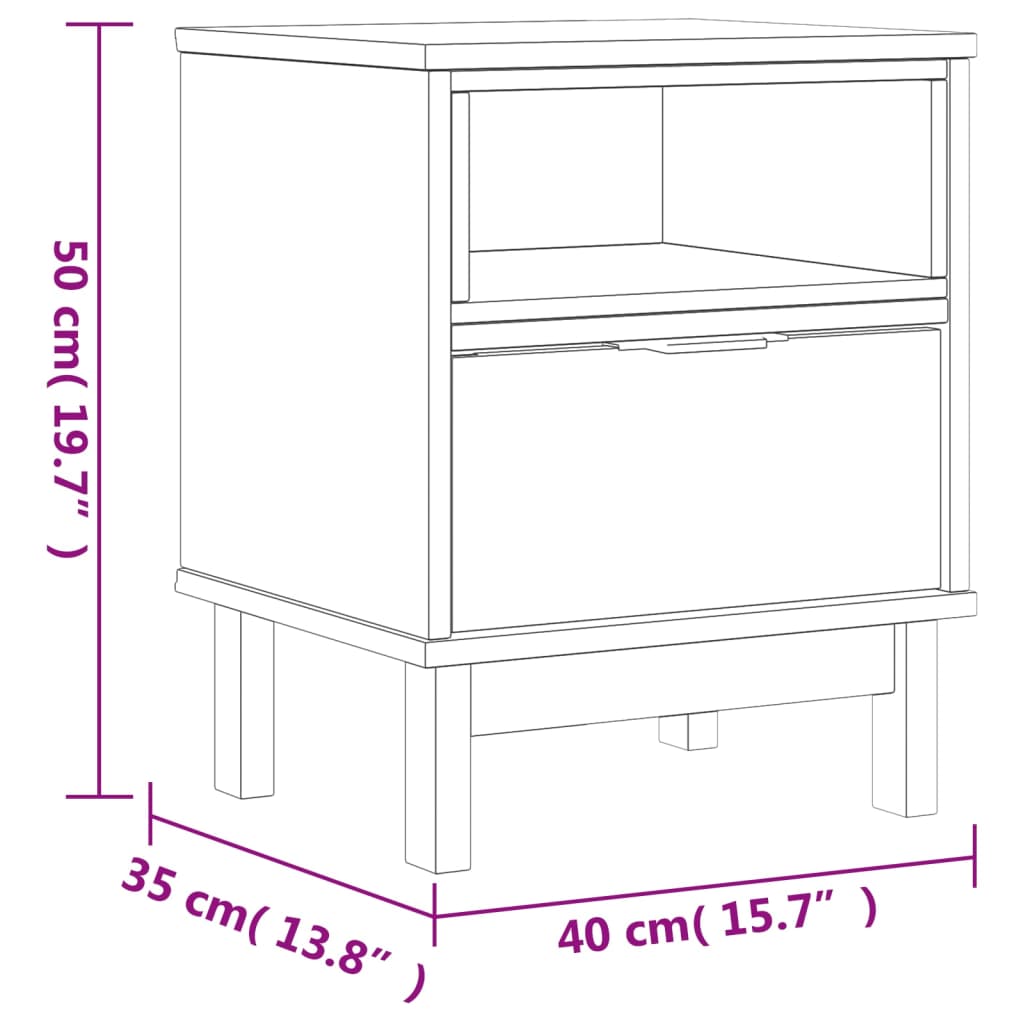 Nattbord FLAM 40x35x50 cm heltre furu