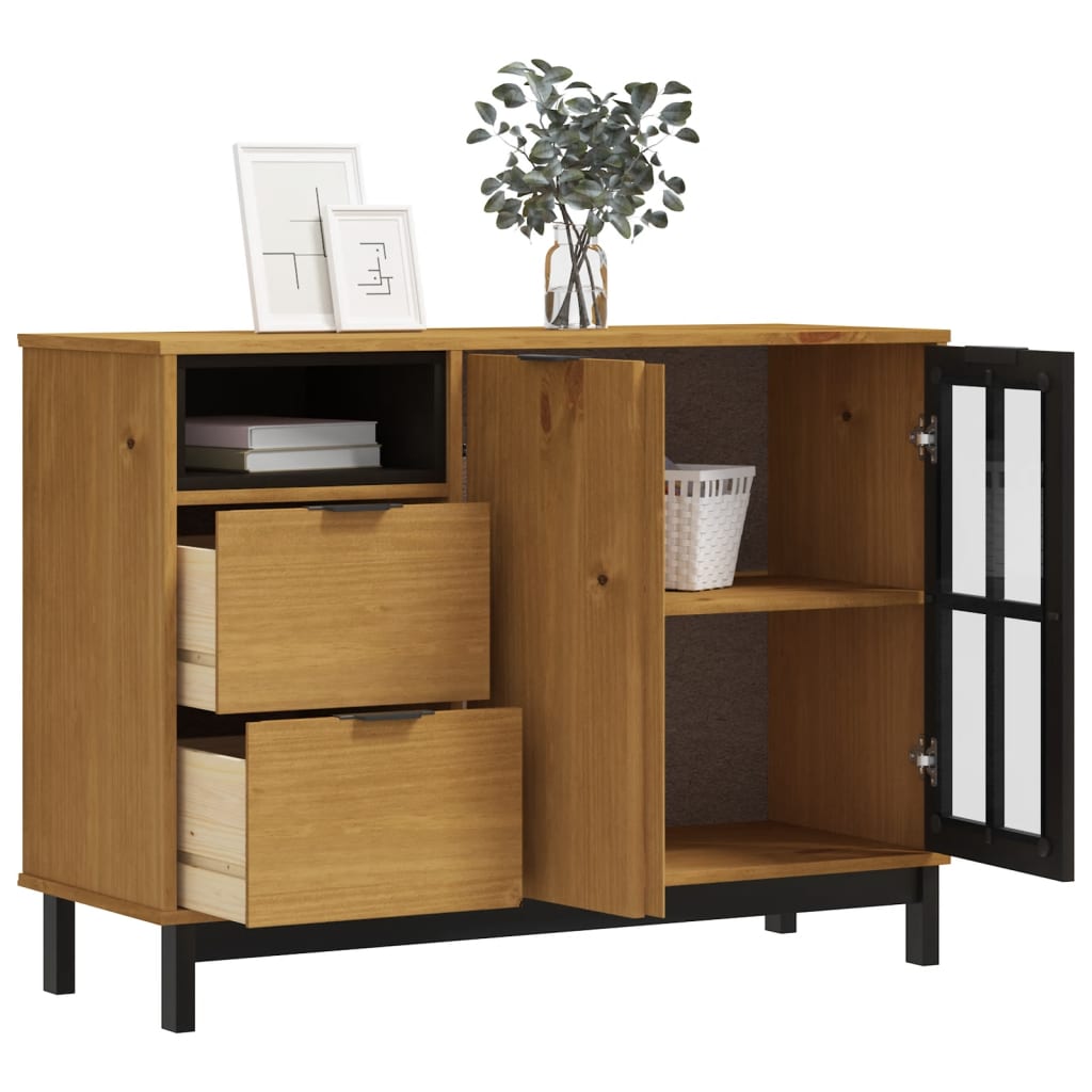 Skjenk med glassdør FLAM 110x40x80 cm heltre furu