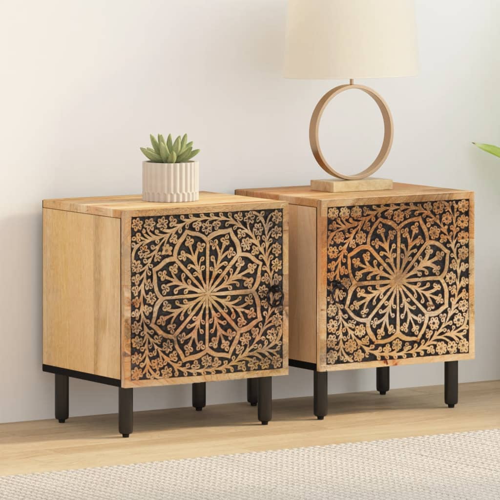 Nattbord 2 stk 40x33x46 cm heltre mango