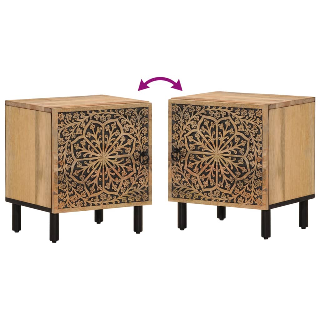 Nattbord 2 stk 40x33x46 cm heltre mango