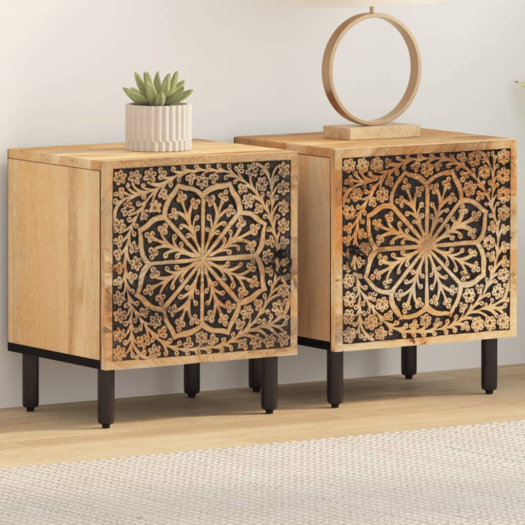 Nattbord 2 stk 40x33x46 cm heltre mango