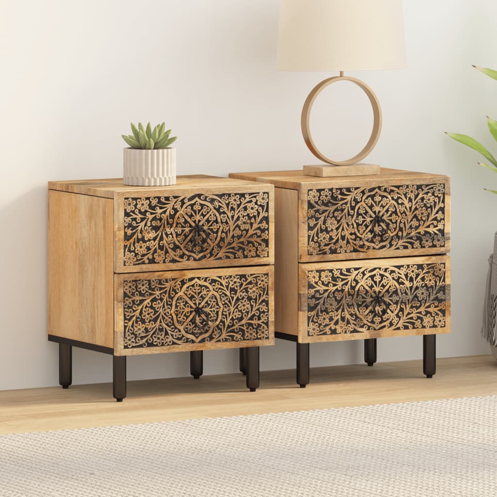 Nattbord 2 stk 40x33x46 cm heltre mango