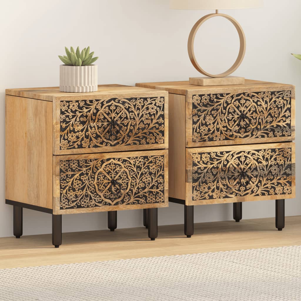 Nattbord 2 stk 40x33x46 cm heltre mango