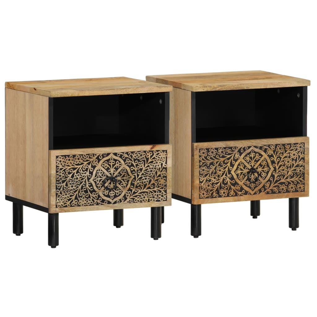 Nattbord 2 stk 40x33x46 cm heltre mango