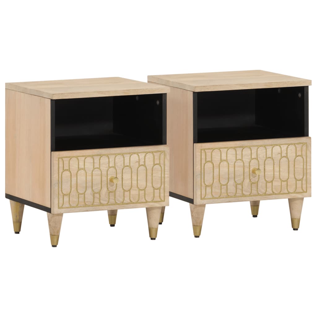 Nattbord 2 stk 40x33x46 cm heltre mango