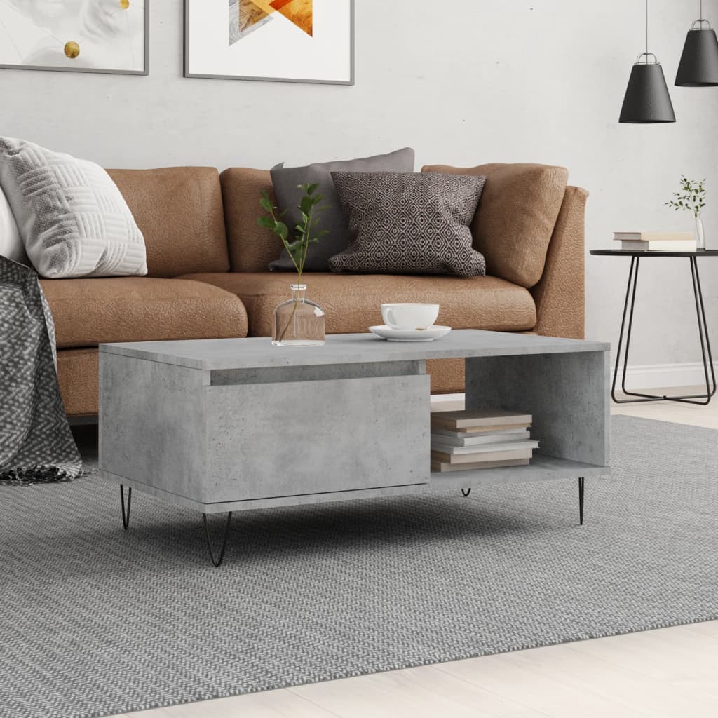 Salongbord betonggrå 90x50x36,5 cm konstruert tre