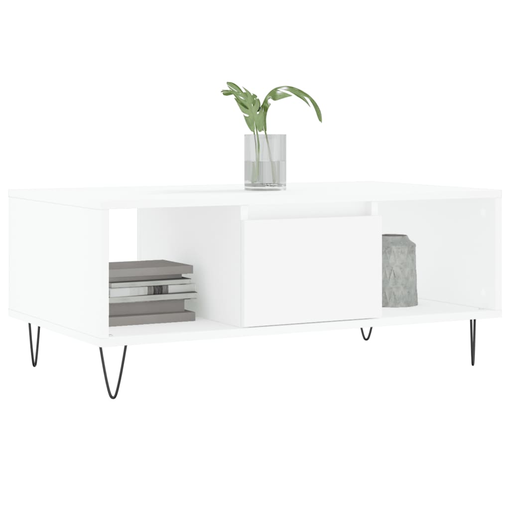 Salongbord hvit 90x50x36,5 cm konstruert tre