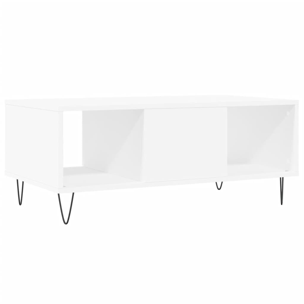 Salongbord hvit 90x50x36,5 cm konstruert tre