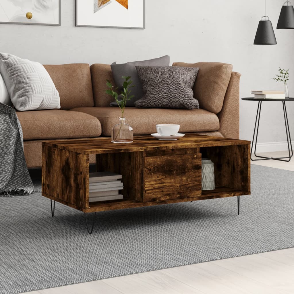 Salongbord røkt eik 90x50x36,5 cm konstruert tre