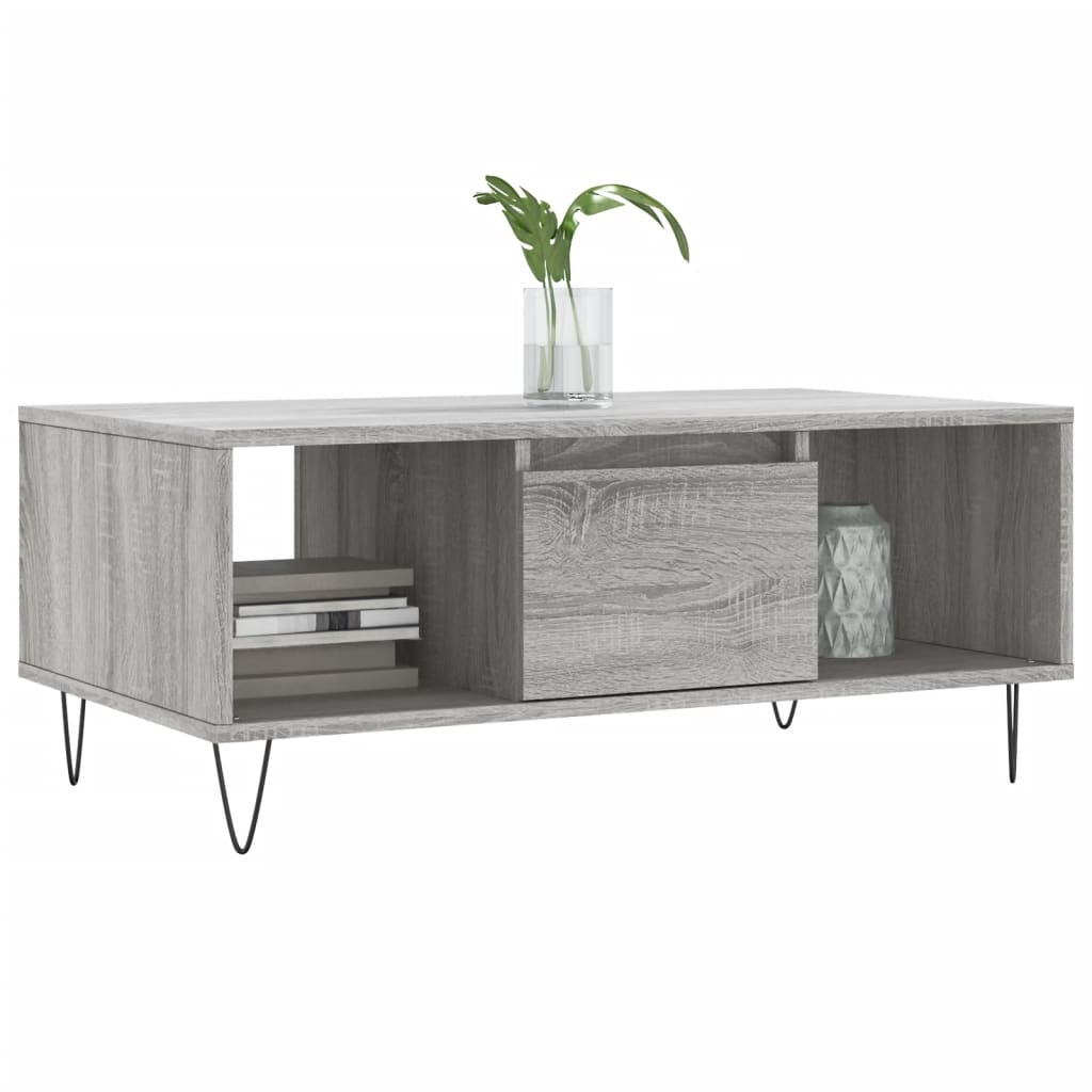 Salongbord grå sonoma 90x50x36,5 cm konstruert tre