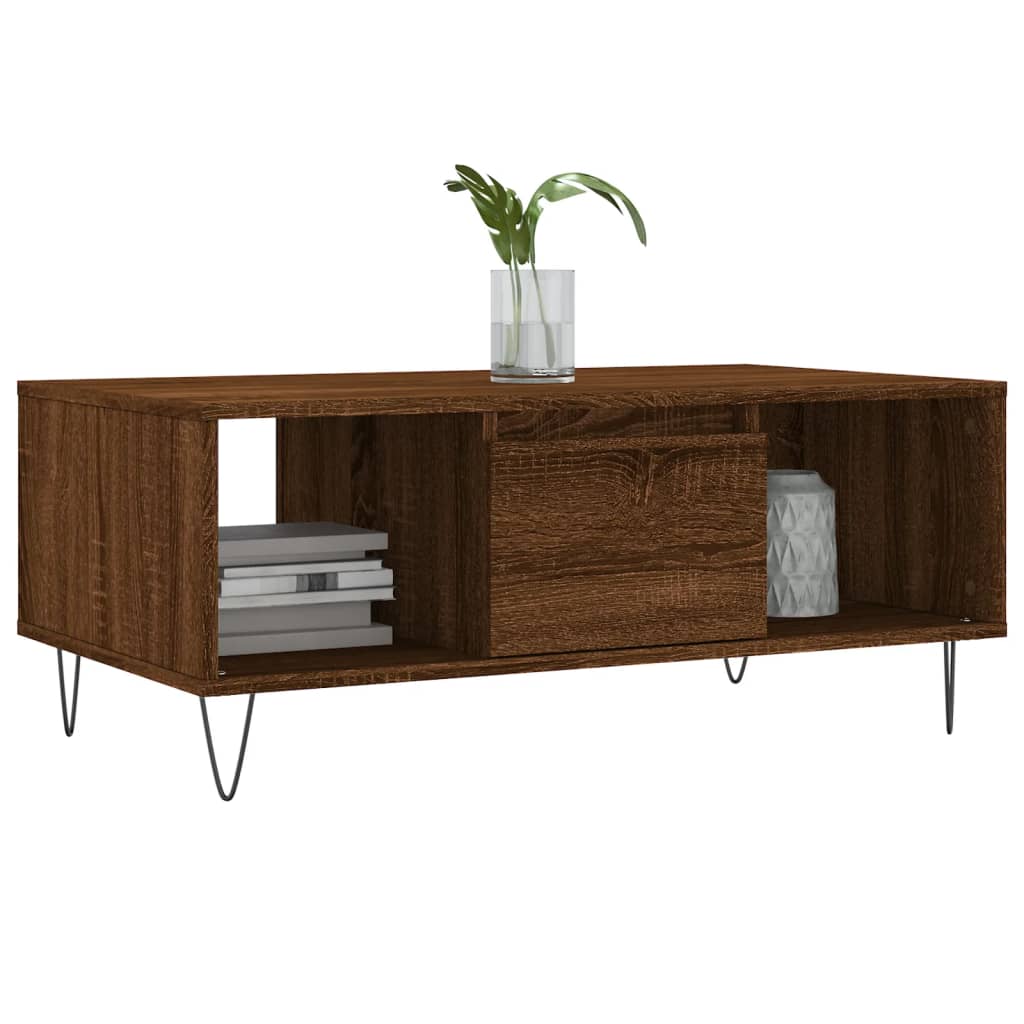 Salongbord brun eik 90x50x36,5 cm konstruert tre