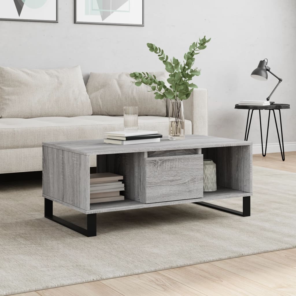 Salongbord grå sonoma 90x50x36,5 cm konstruert tre