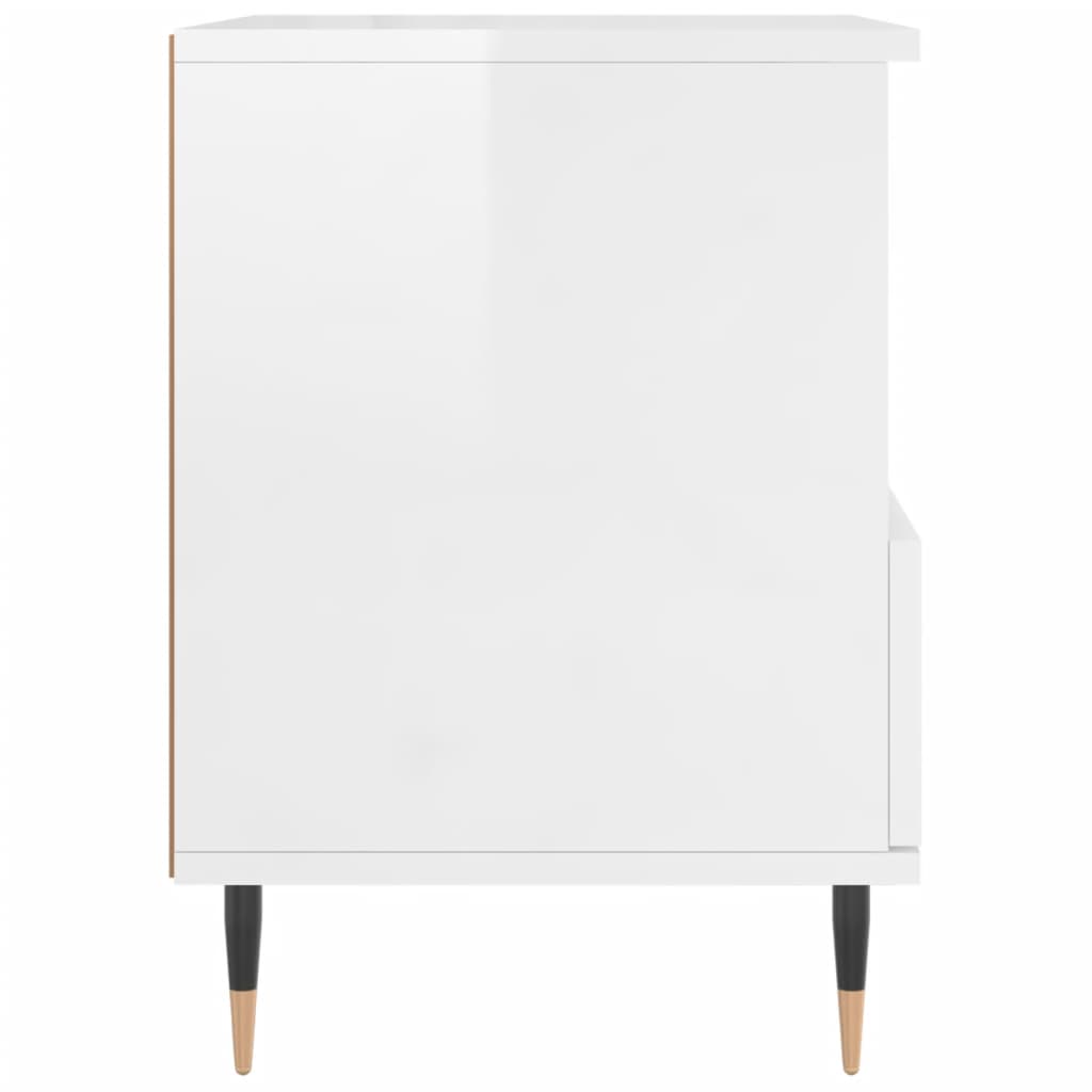 Nattbord 2 stk høyglans hvit 40x35x50 cm konstruert tre