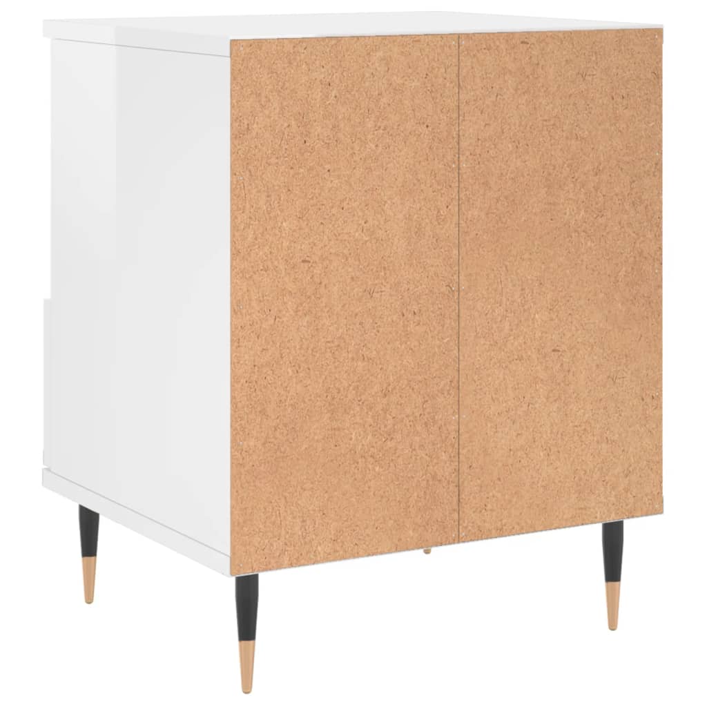 Nattbord 2 stk høyglans hvit 40x35x50 cm konstruert tre