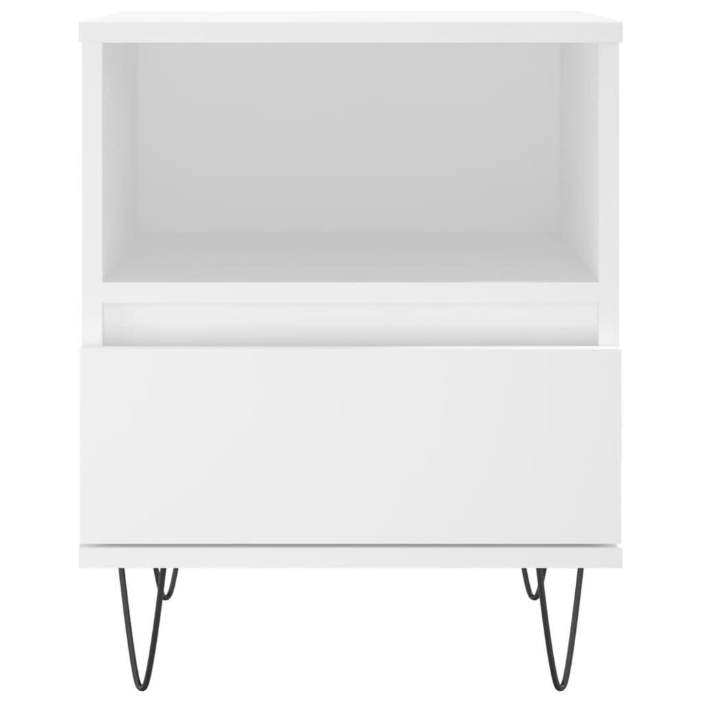 Nattbord hvit 40x35x50 cm konstruert tre