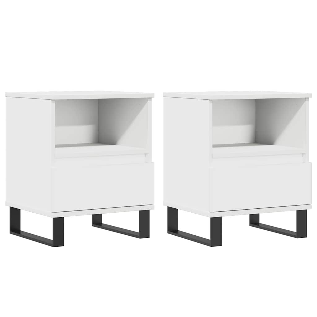Nattbord 2 stk hvit 40x35x50 cm konstruert tre