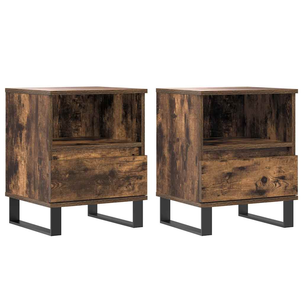 Nattbord 2 stk røkt eik 40x35x50 cm konstruert tre