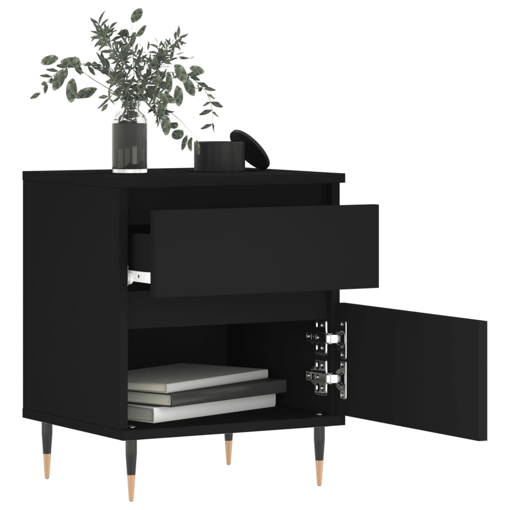 Nattbord 2 stk svart 40x35x50 cm konstruert tre