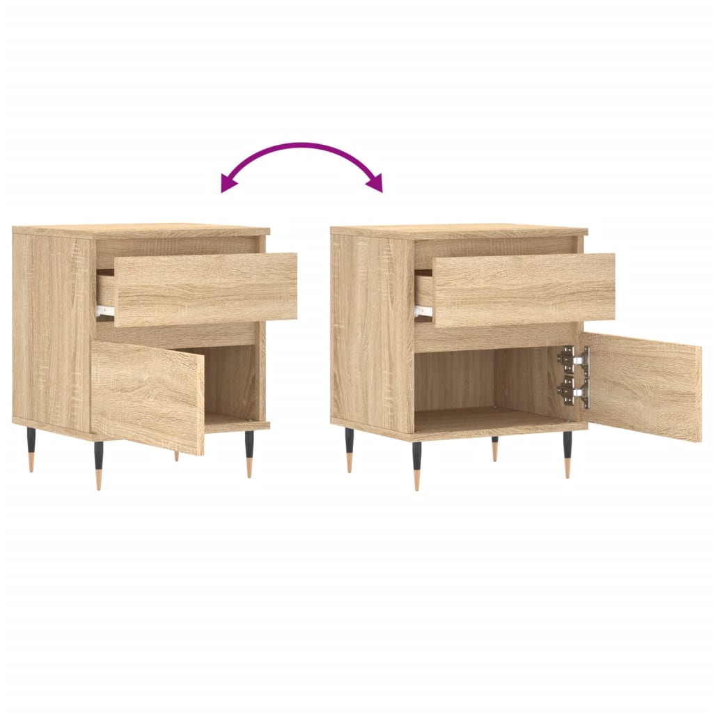 Nattbord 2 stk sonoma eik 40x35x50 cm konstruert tre