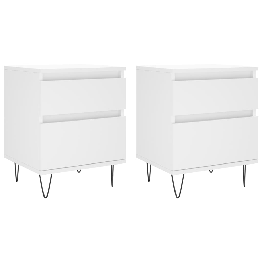 Nattbord 2 stk hvit 40x35x50 cm konstruert tre