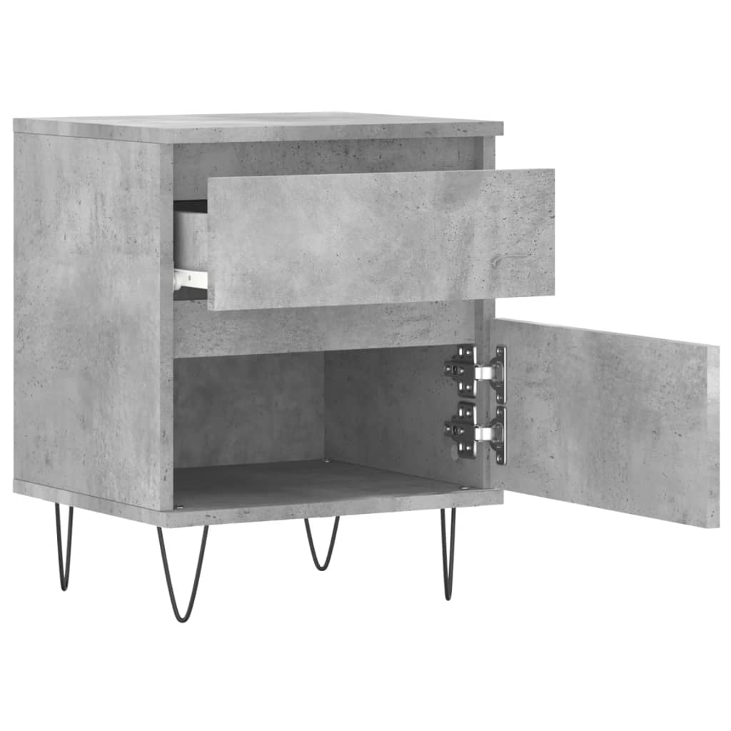 Nattbord 2 stk betonggrå 40x35x50 cm konstruert tre