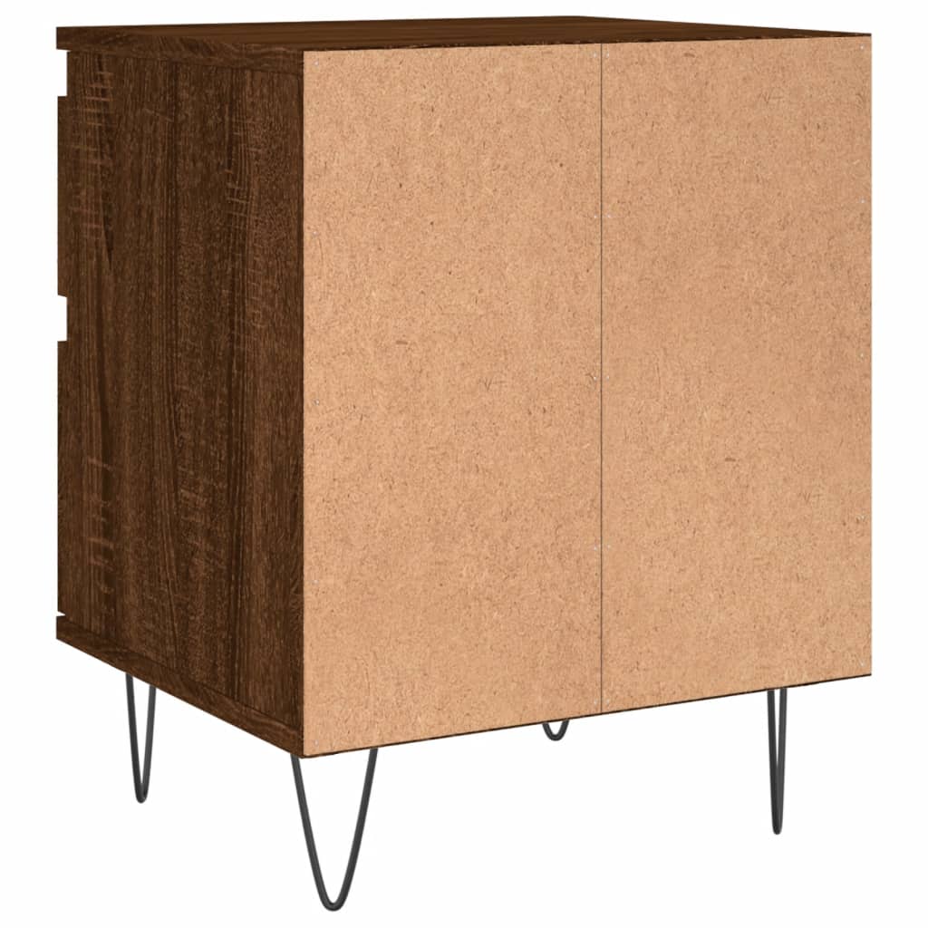 Nattbord 2 stk brun eik 40x35x50 cm konstruert tre
