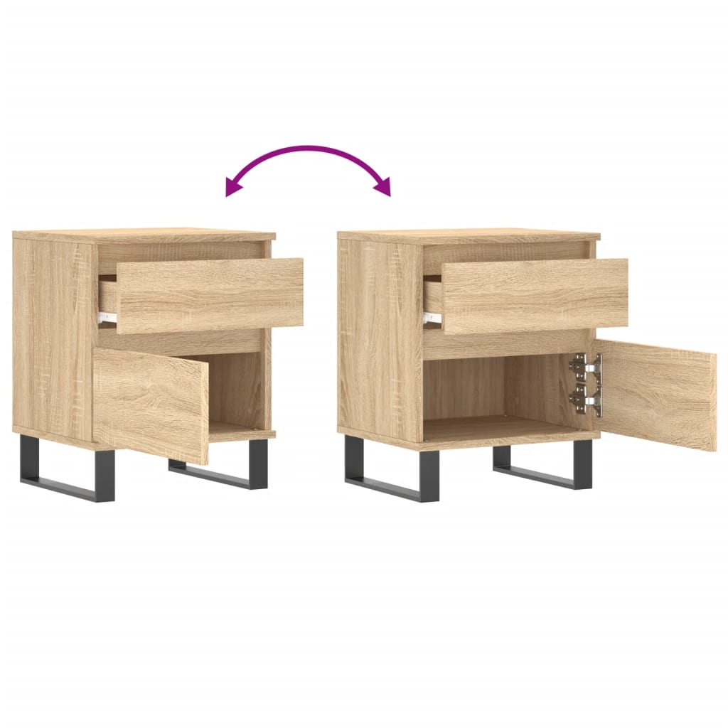 Nattbord 2 stk sonoma eik 40x35x50 cm konstruert tre
