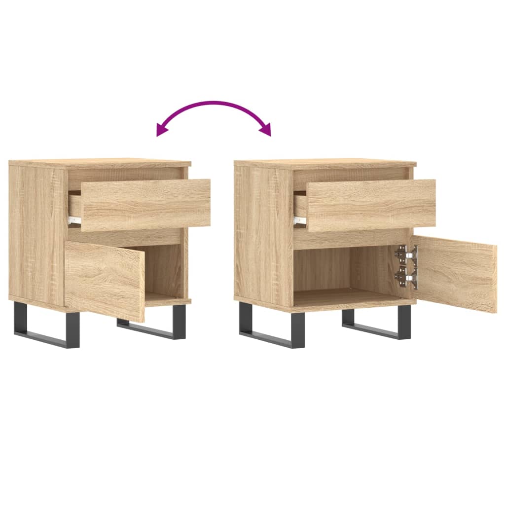 Nattbord 2 stk sonoma eik 40x35x50 cm konstruert tre
