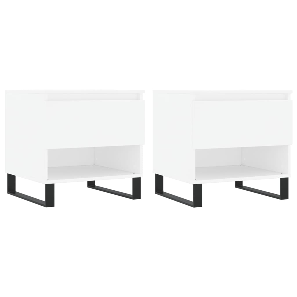 Salongbord 2 stk hvit 50x46x50 cm konstruert tre