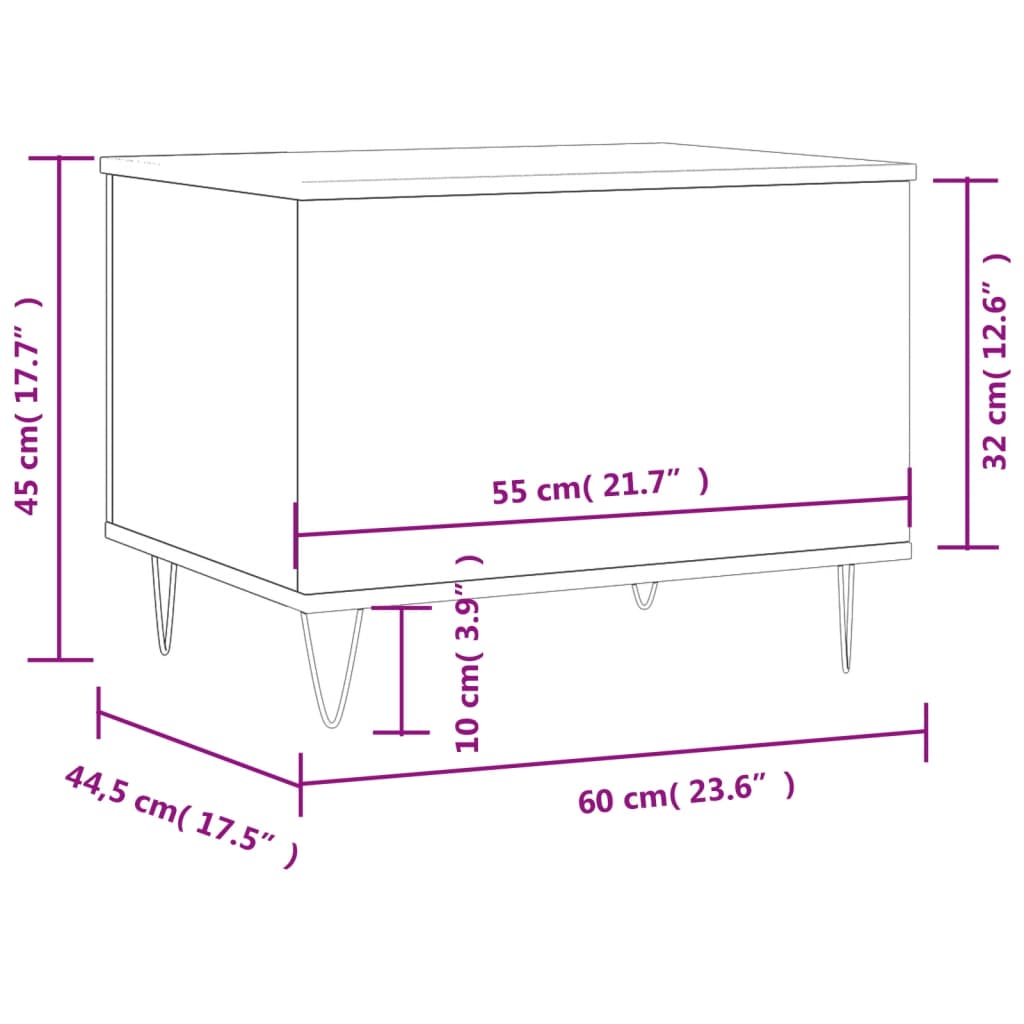 Salongbord brun eik 60x44,5x45 cm konstruert tre