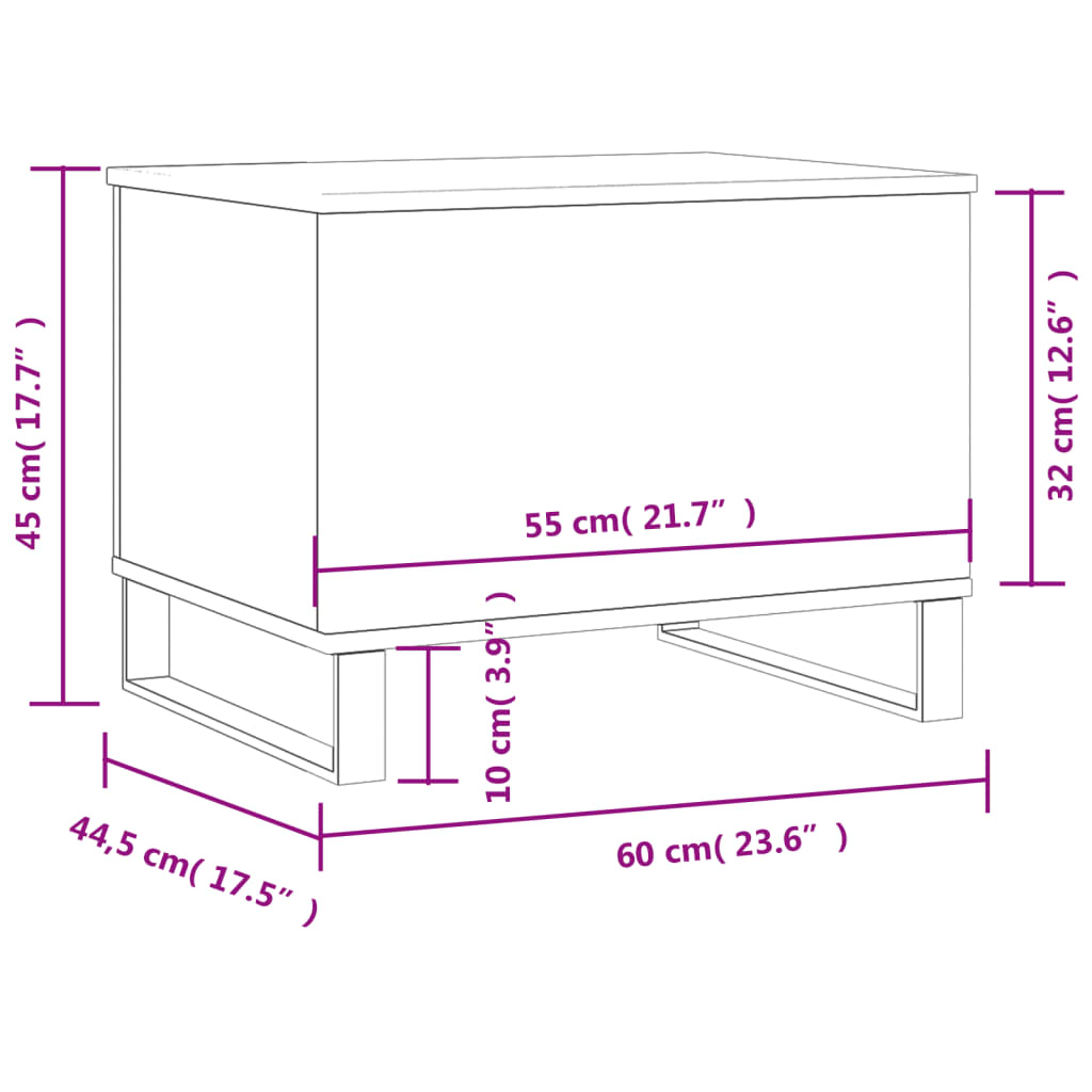 Salongbord røkt eik 60x44,5x45 cm konstruert tre