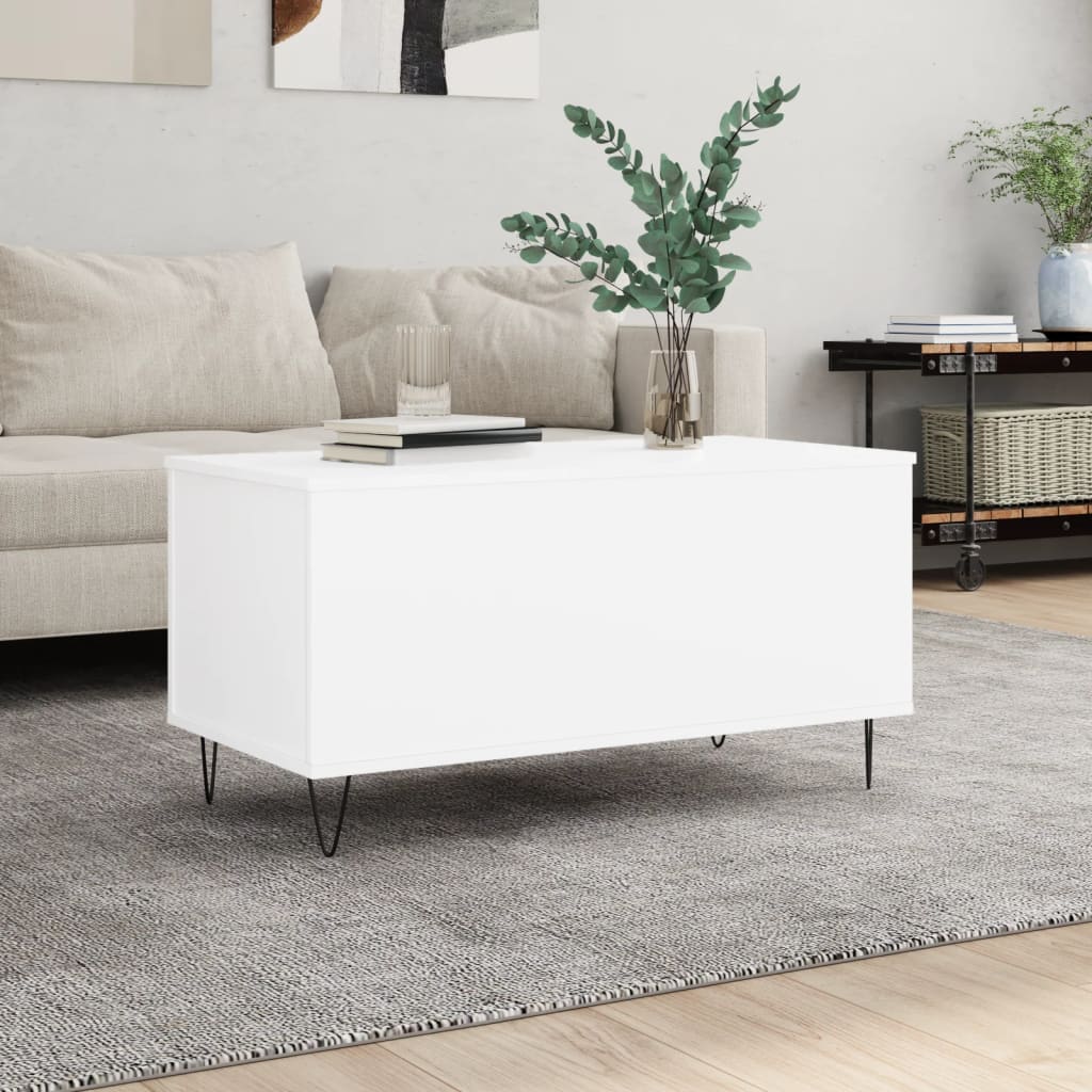 Salongbord hvit 90x44,5x45 cm konstruert tre