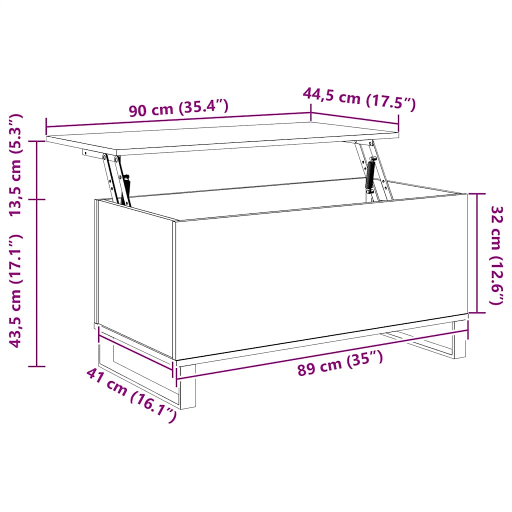 Salongbord svart 90x44,5x45 cm konstruert tre