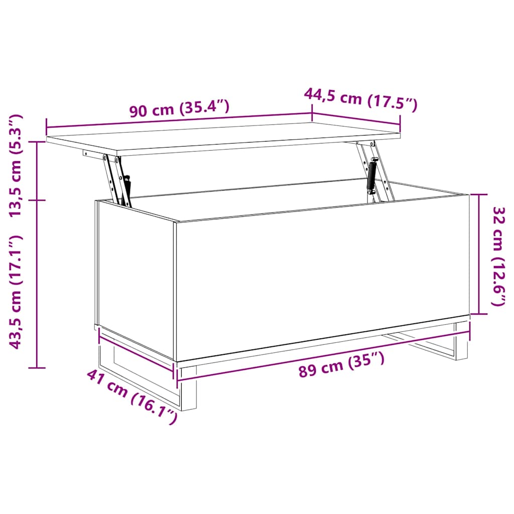 Salongbord betonggrå 90x44,5x45 cm konstruert tre