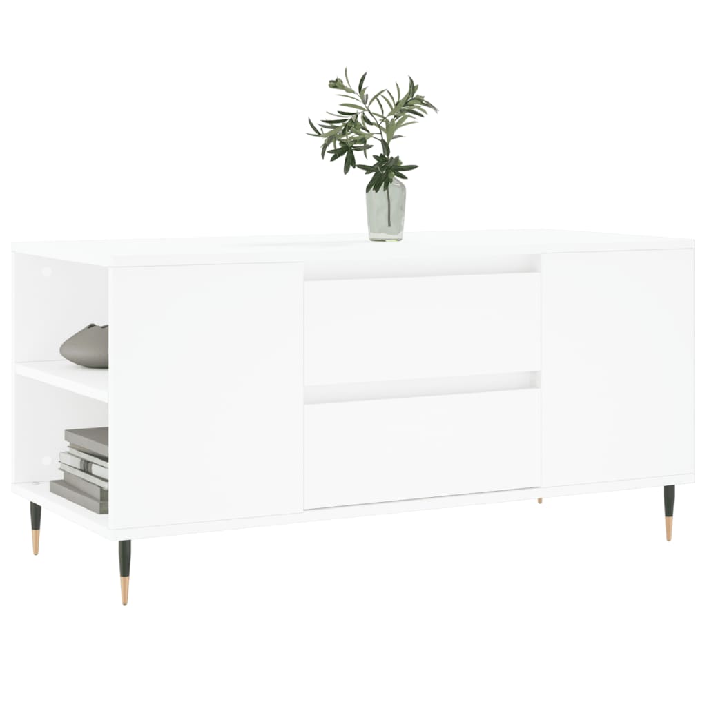 Salongbord hvit 102x44,5x50 cm konstruert tre