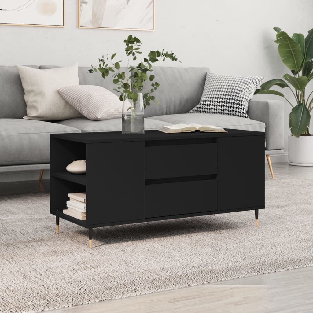 Salongbord svart 102x44,5x50 cm konstruert tre