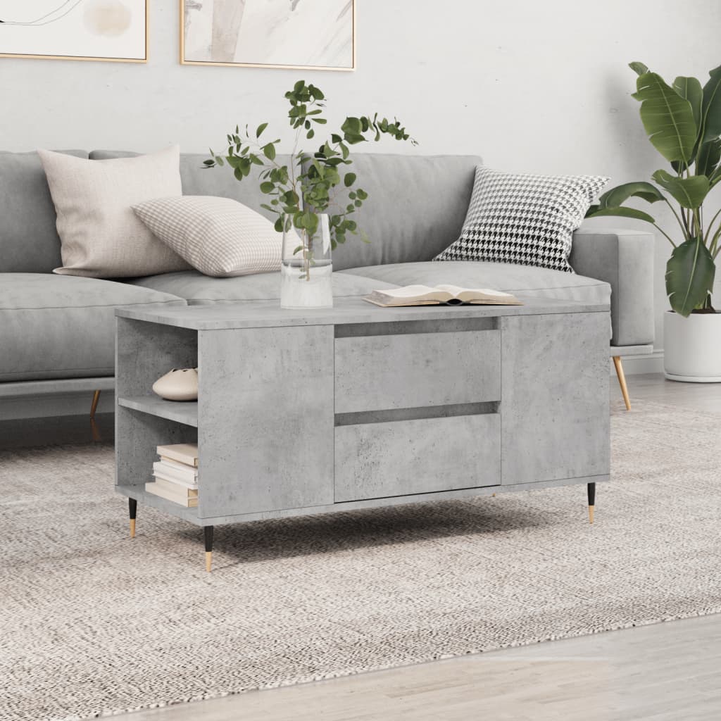 Salongbord betonggrå 102x44,5x50 cm konstruert tre