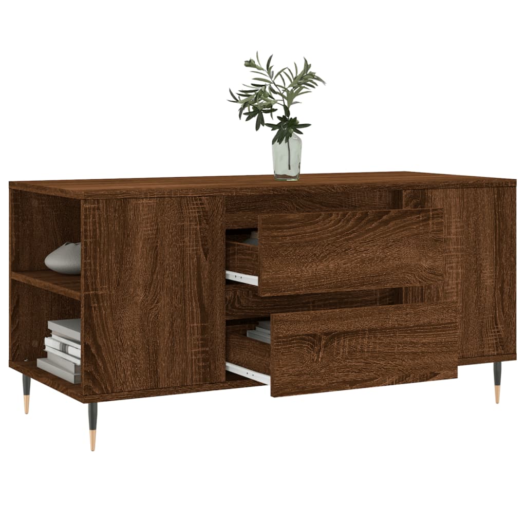 Salongbord brun eik 102x44,5x50 cm konstruert tre