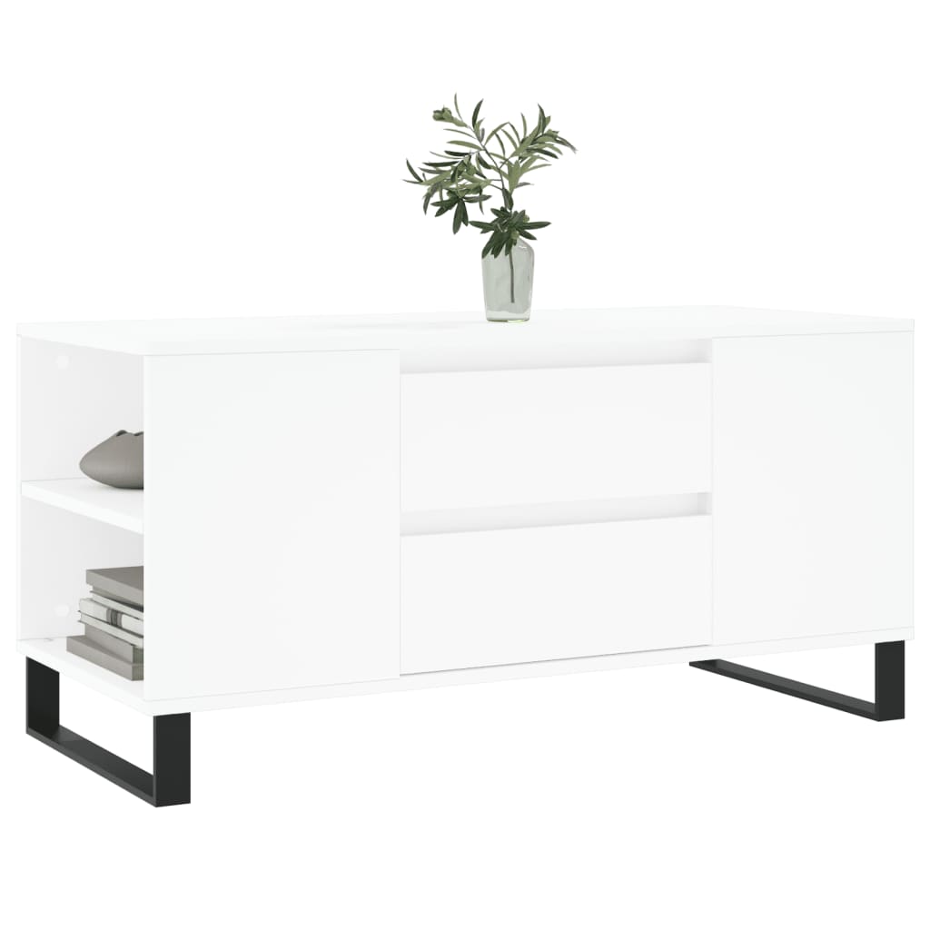 Salongbord hvit 102x44,5x50 cm konstruert tre