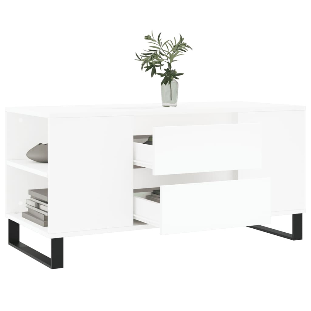 Salongbord hvit 102x44,5x50 cm konstruert tre
