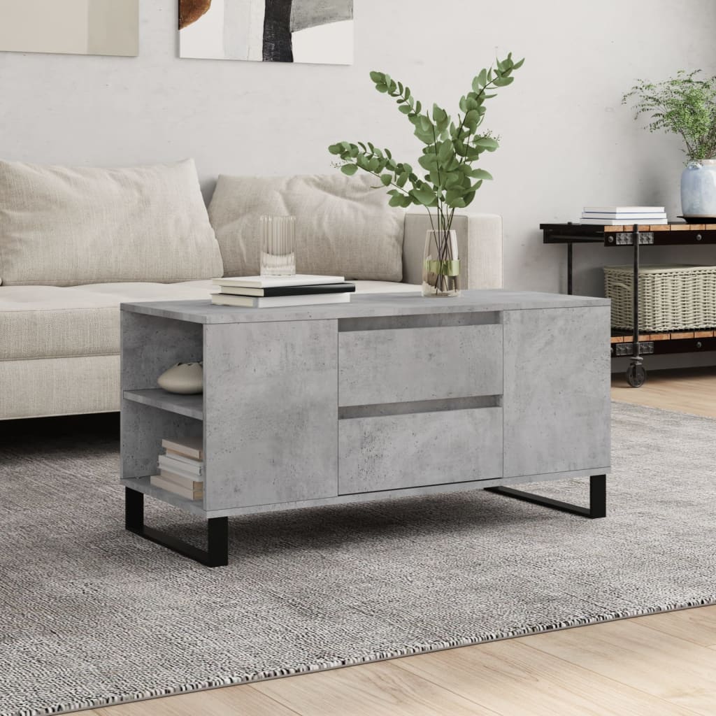 Salongbord betonggrå 102x44,5x50 cm konstruert tre