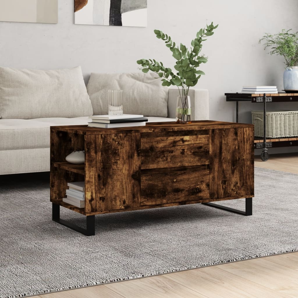 Salongbord røkt eik 102x44,5x50 cm konstruert tre