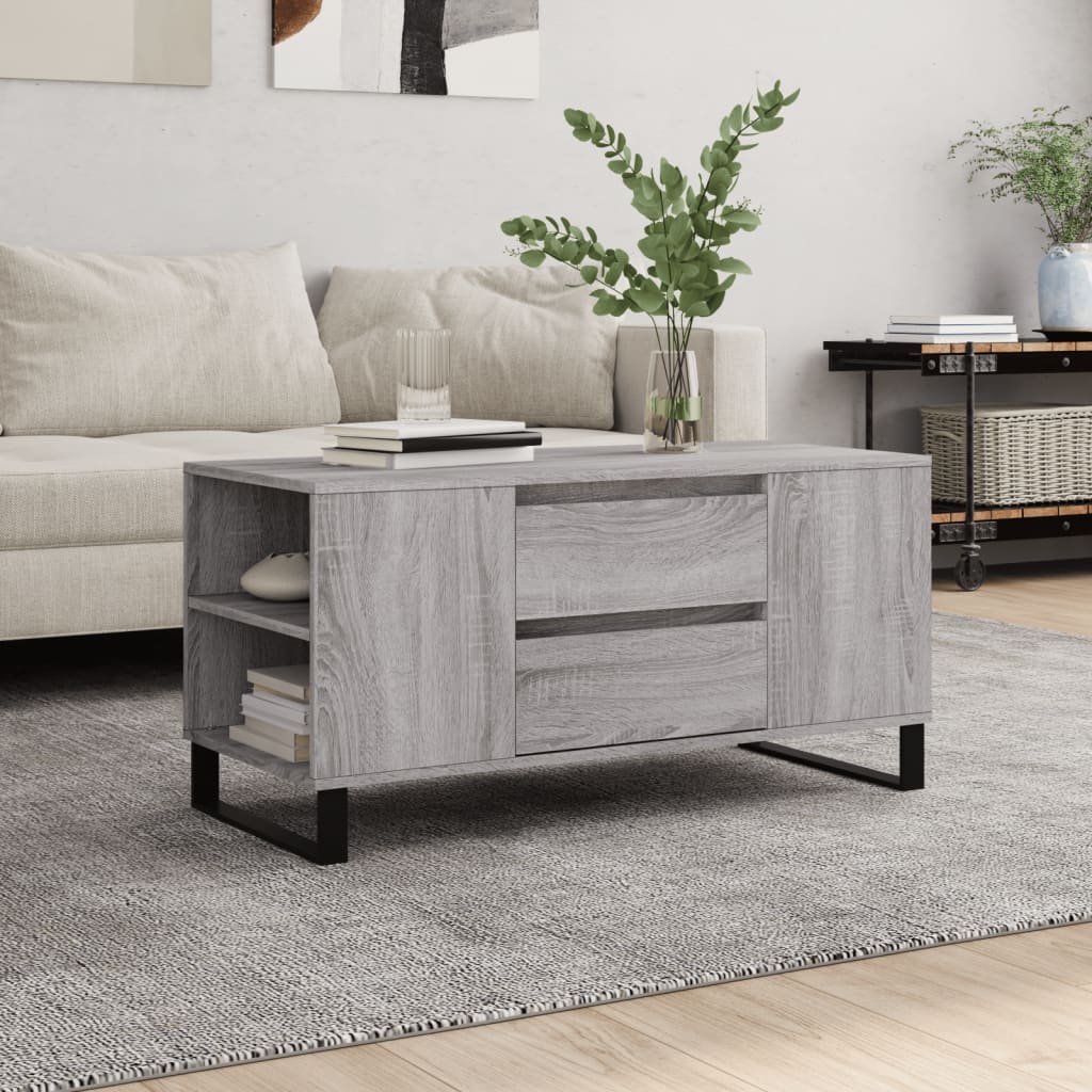 Salongbord grå sonoma 102x44,5x50 cm konstruert tre