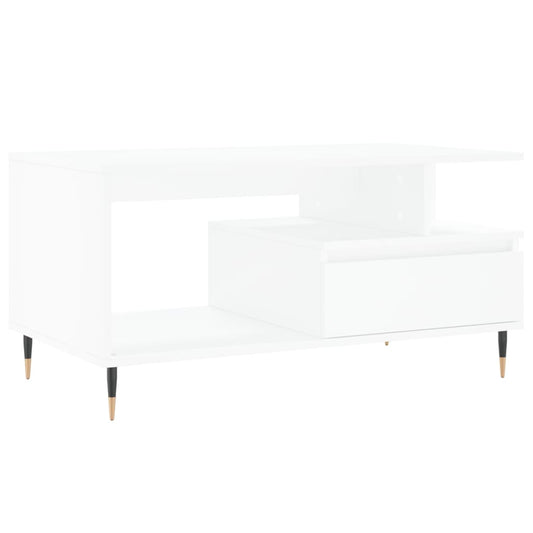 Salongbord hvit 90x49x45 cm konstruert tre