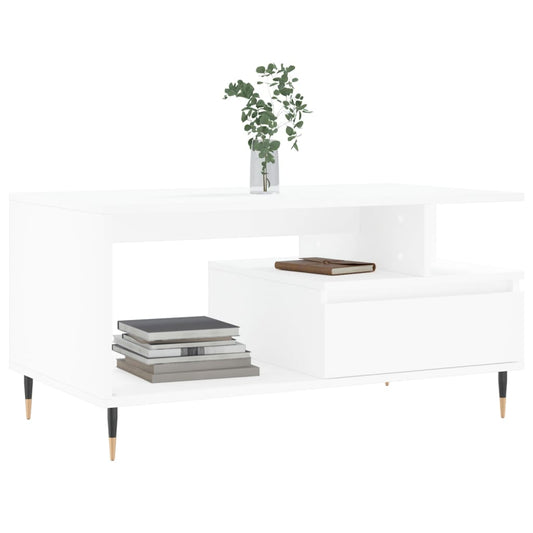 Salongbord hvit 90x49x45 cm konstruert tre